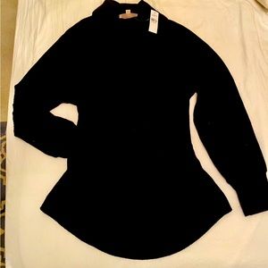 “LOFT” NWT WAFFLE COWL NECK TUNIC TOP IN BLACK, SZ L